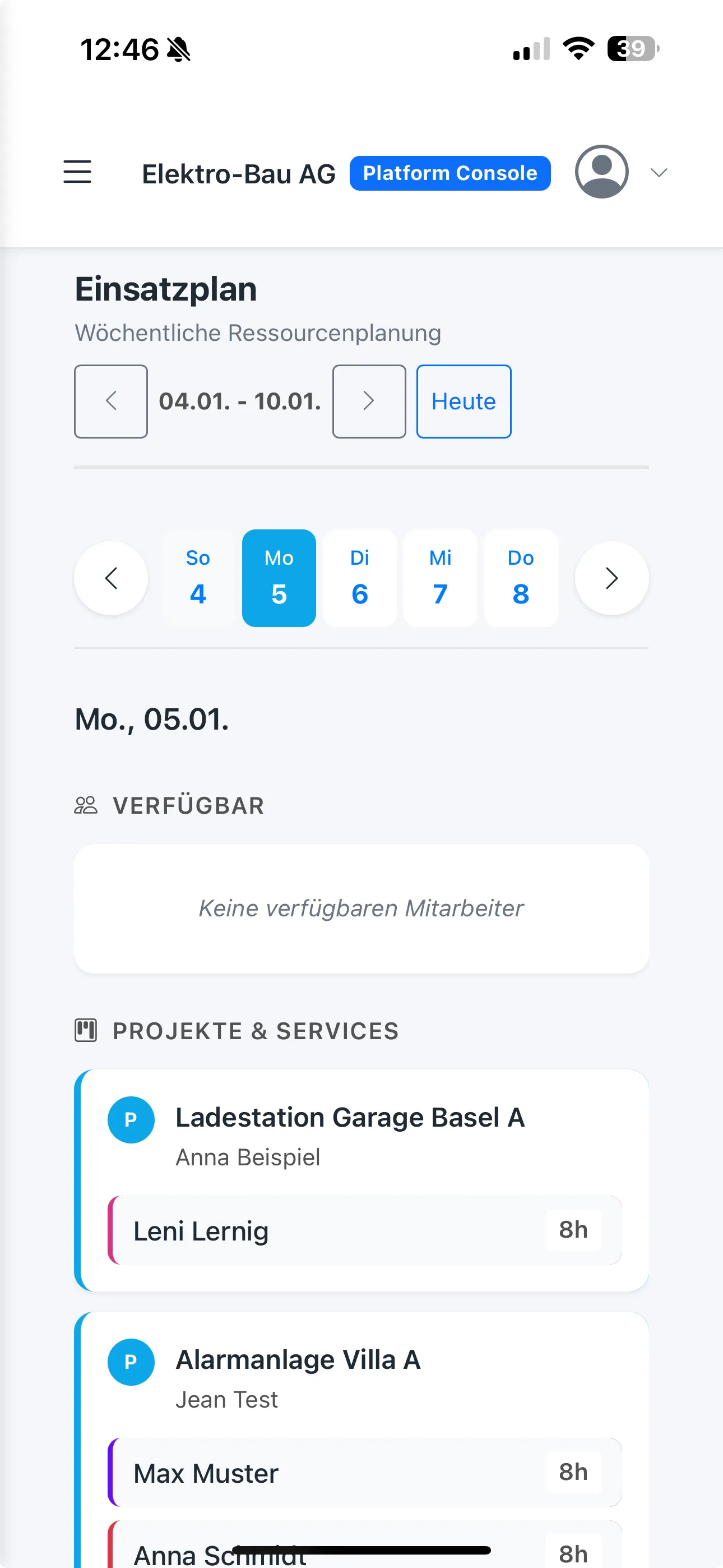 Baunex App auf dem Smartphone